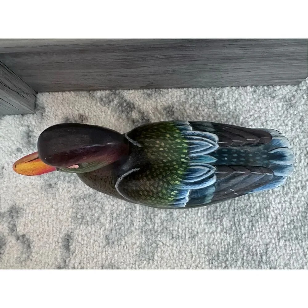 Vintage Handpainted Wooden Carbed Decoy Decor